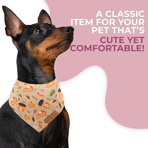 Miniatura 6 de Bandanas de lujo para perros - Diseño de otoño de especias de calabaza  Tela de poliéster sedosa y de alta calidad  100% hecha a mano  Forma