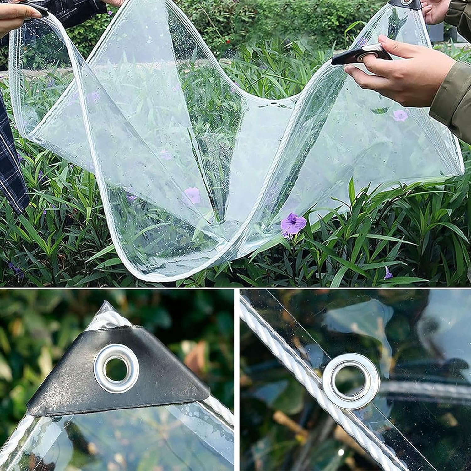 Clear Tarps with Grommets 3.3x8.3ft, Multipurpose Greenhouse Plastic, Waterproof Tarps Outdoor Rip and Tear Proof, Large Waterproof Tarp UV Resistant, Tarp Cover for Vehicle