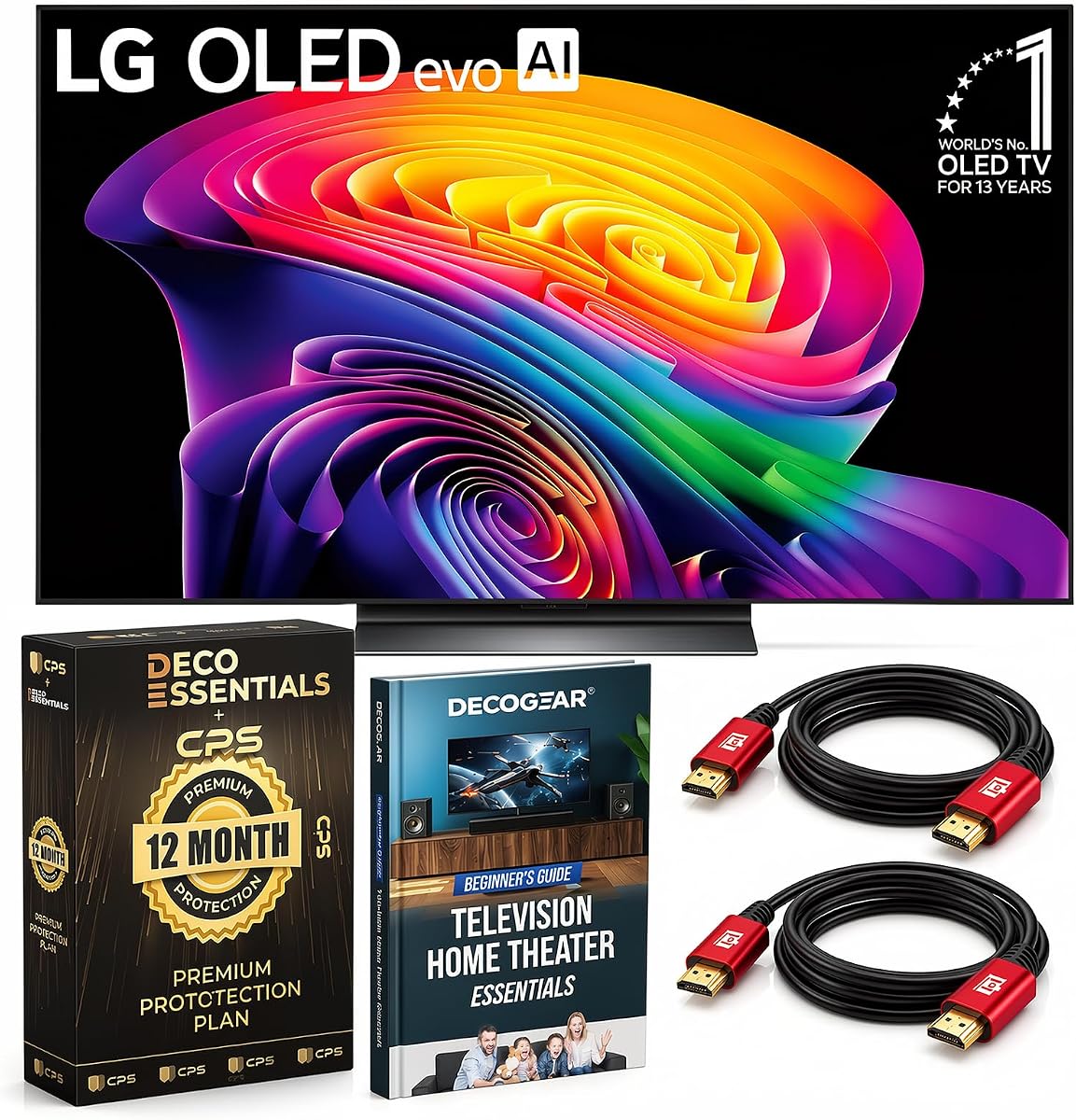 LG 55-Inch OLED evo AI 4K C6 Series Smart TV (2026) a11 AI Processor Gen3, Dolby Vision, Dolby Atmos, HDR10, 165Hz, AI Super Upscaling 4K OLED55C6PUA Bundle with Deco Essentials Protection +Guidebook