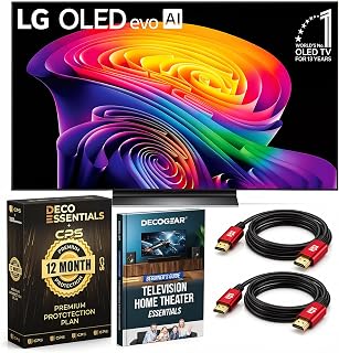 LG 55-Inch OLED evo AI 4K C6 Series Smart TV (2026) a11 AI Processor Gen3, Dolby Vision, Dolby Atmos, HDR10, 165Hz, AI Super Upscaling 4K OLED55C6PUA Bundle with Deco Essentials Protection +Guidebook