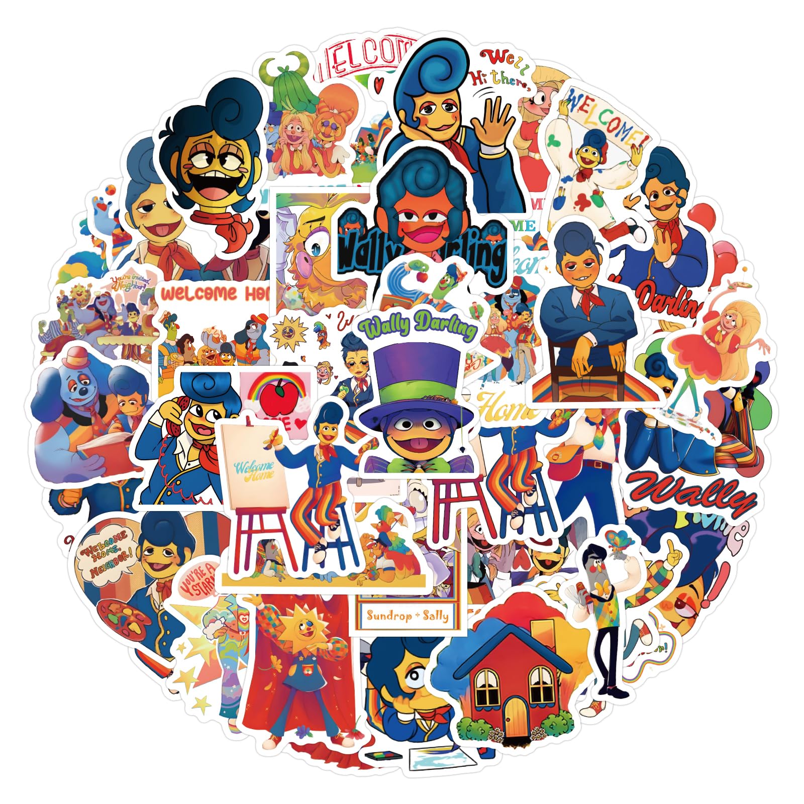 54 Pcs Welcome Home Wally Darling Stickers Waterproof Vinyl Stickers for Water Bottles Laptop Skateboard Luggage Computer Stickers for Teens Girls Kids