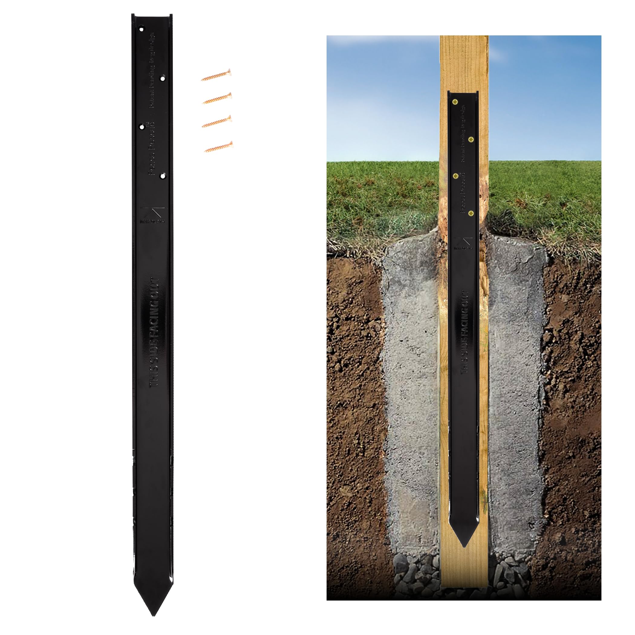 Fence Rescue – 750mm Fence Post Repair Stake Anchor | Fix Leaning or Broken Wooden Posts Set in Concrete | Heavy-Duty, Reusable, Quick Install | 1 Stake per Post