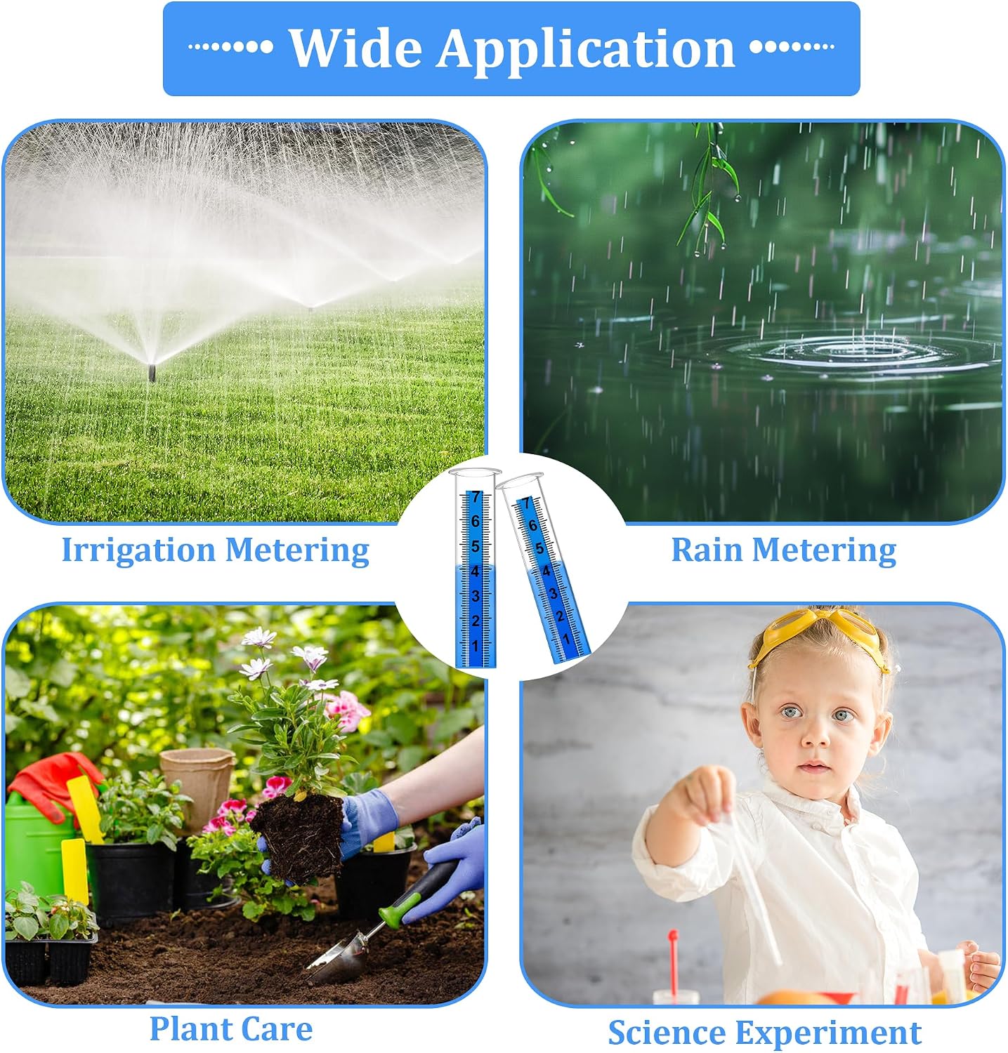 Rain Gauge Outdoor, Rain Gauge Replacement Tube,Large 7" Plastic Rain Gauge