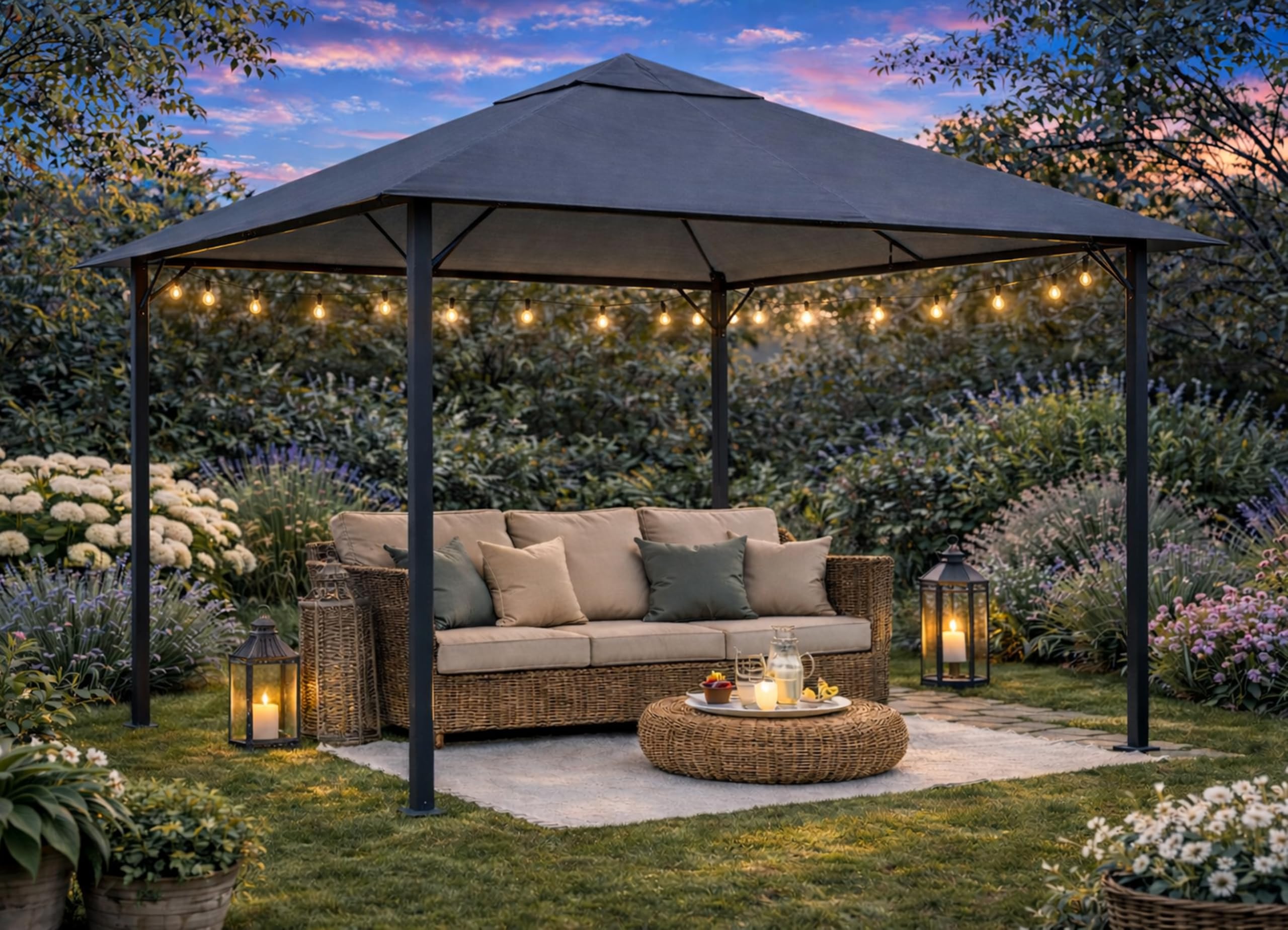 QUICK STAR Tetto di Ricambio per Gazebo Grigio 3x3 m
