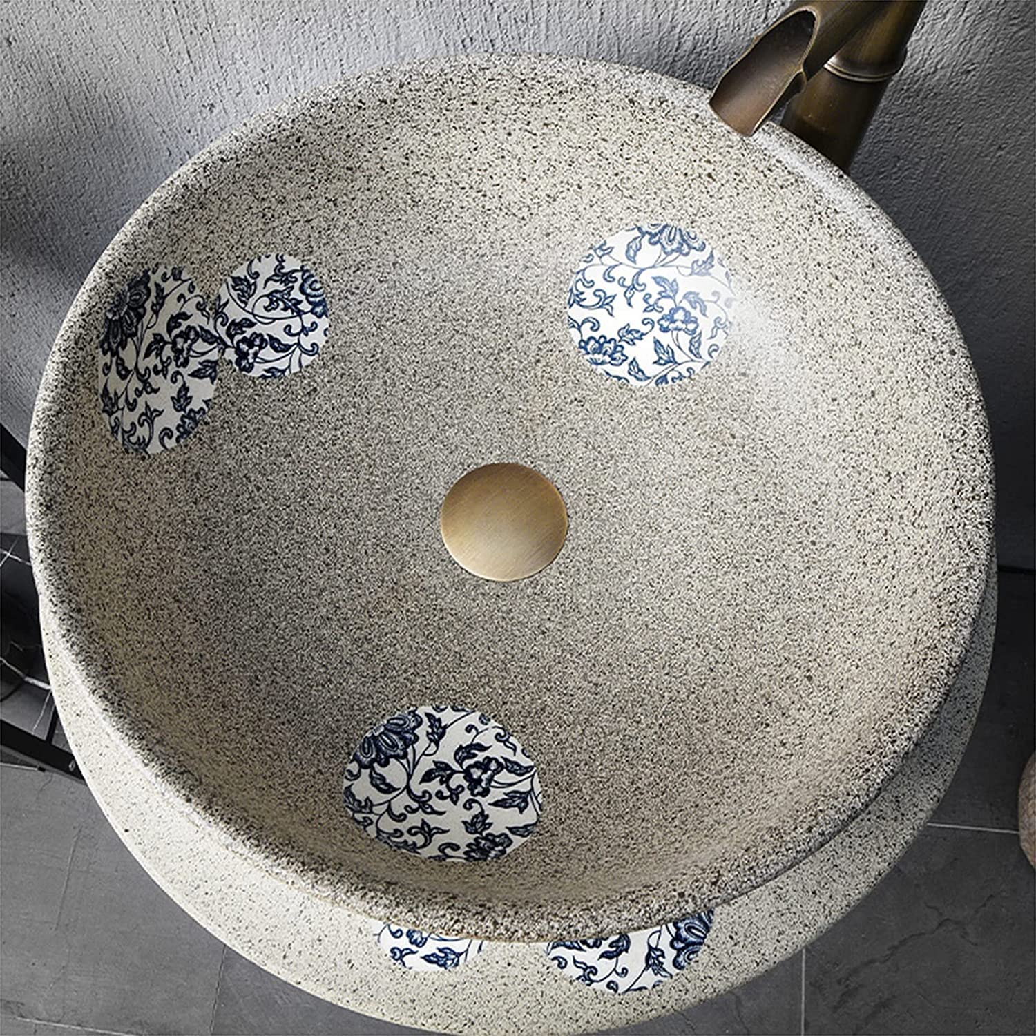 Wolnostojący zlew na cokół Hotel Art Basin, zlew łazienkowy, wolnostojący, zestaw naczyń toaletowych umywalki ręcznie wykonane z otworem instalacyjnym odpływowym (kolor: B, rozmiar bez (B bez mir
