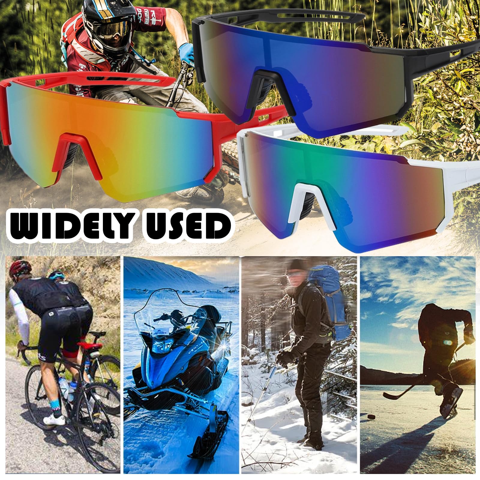 Lunettes de Vélo Polarisées UV400 JSTHHTT 3 PCS Hommes Femmes