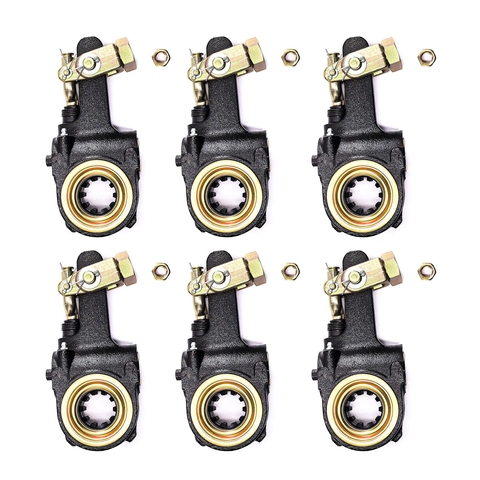 telfair 6 Pack Automatic Brake Slack Adjusters, 1.5'' Diameter, 10 Splines, 5.5'' Lever with Collar Lock and Clevis (Fits Meritor R801041, Accuride, Gunite, Freightliner, Mack, TR1132)