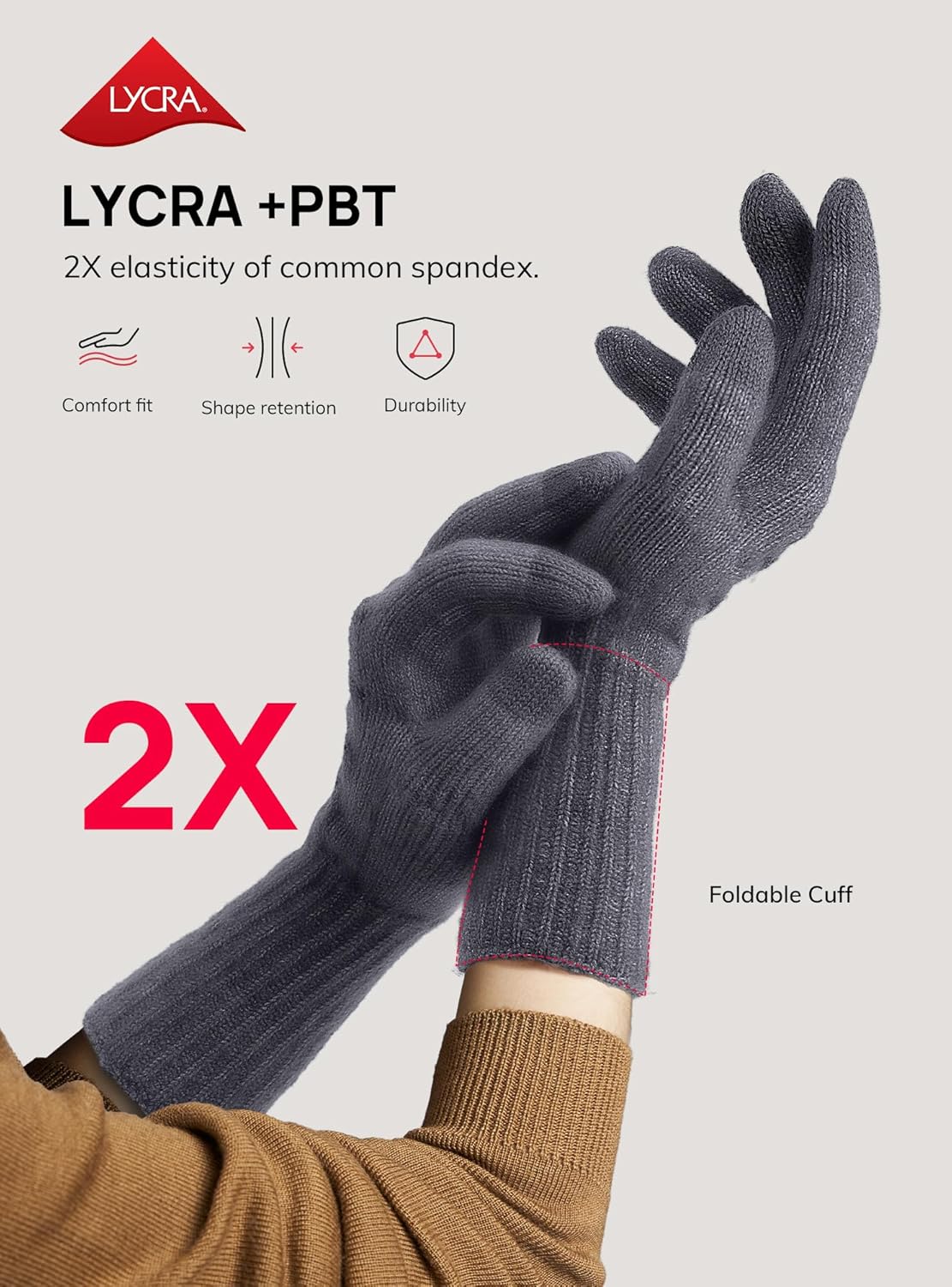 TRENDOUX Merino Wool Womens Winter Gloves Folding Cuffs Touchscreen Soft Skin-Friendly Jacquard Thin Knit Warm Glove - Image 4
