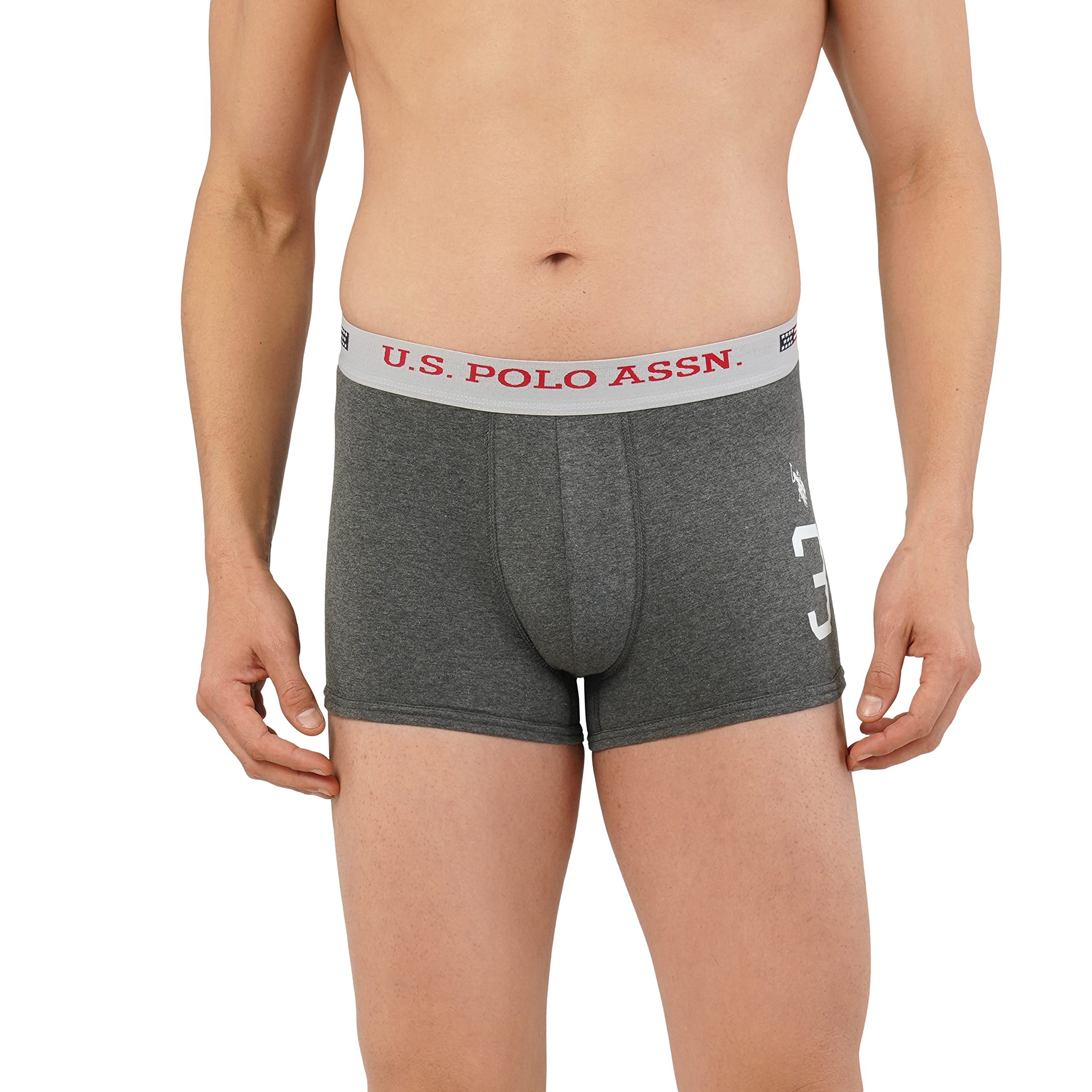 U.S. POLO ASSN. Mens I015 Anti Microbial Branded Stretch Cotton Underwear Trunk -Pack of 1