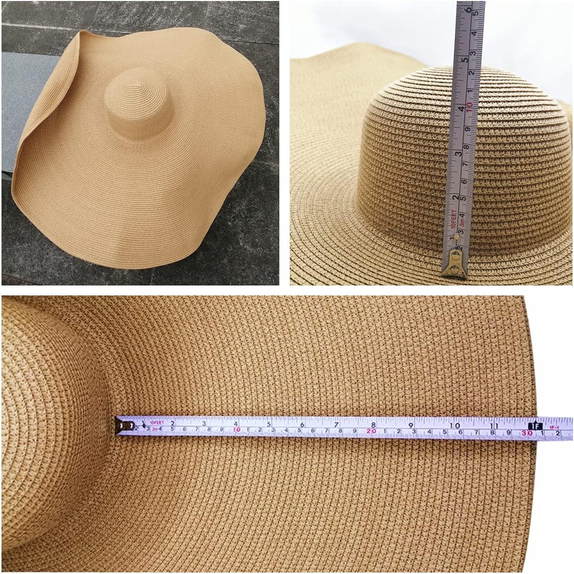 Oversized Beach Straw Hats for Women Floppy, Extra Large Sun Visor Hat Wide Brim Summer Roll Up Big Beach Hat Women Foldable - Image 7