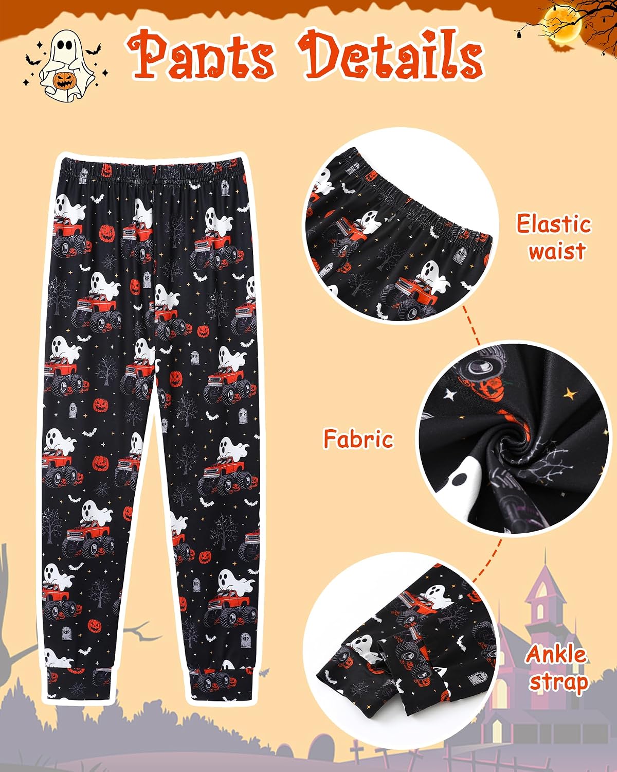 CARETOO Boys Pajama Set Halloween 2PC Kids Loungewear Cute Pattern Long Sleeve Long Pants Boy Pj Sets 4-12 Years