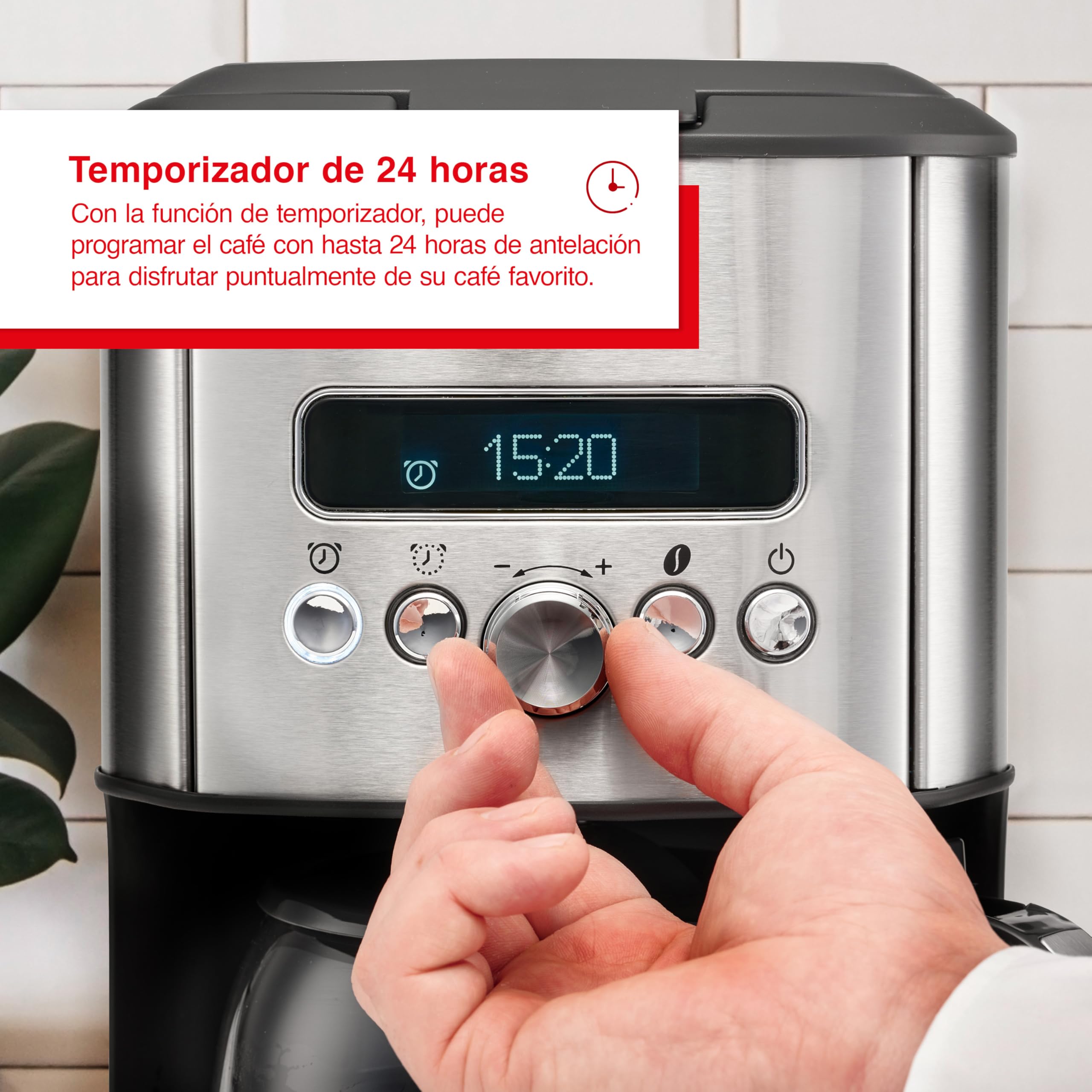 Solis Aroma Brewer - Cafetera de goteo, pequeña cafetera con temporizador, elección de aroma y función de mantener caliente, cafetera con jarra de vidrio de 1,8 litros, sistema de protección contra