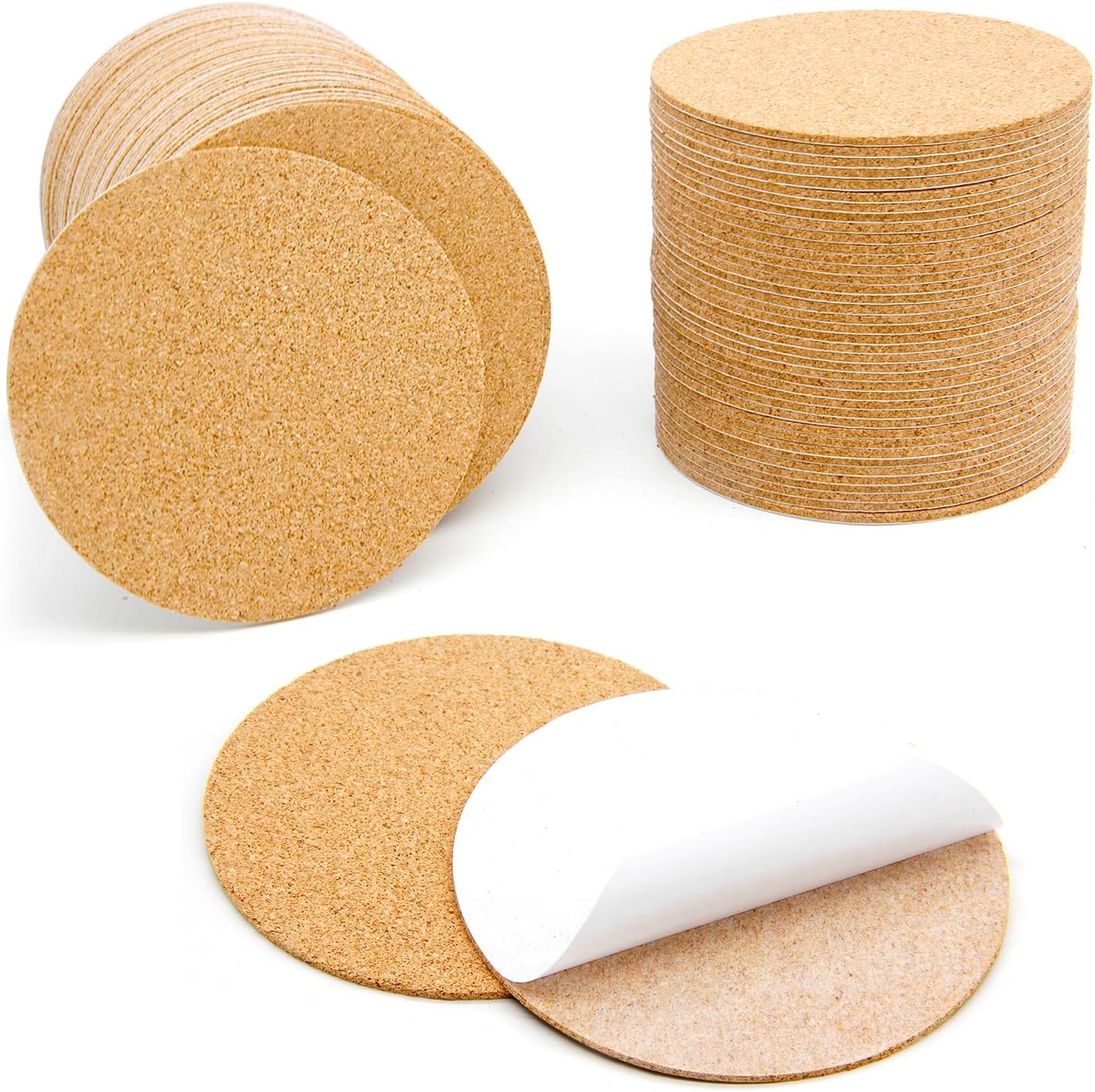 Blisstime80 Pcs Self-Adhesive Cork Round for DIY Coasters, 4"x 4" Cork Circle, Cork Tiles, Cork Mat, Cork Sheets with Strong Adhesive-Backed