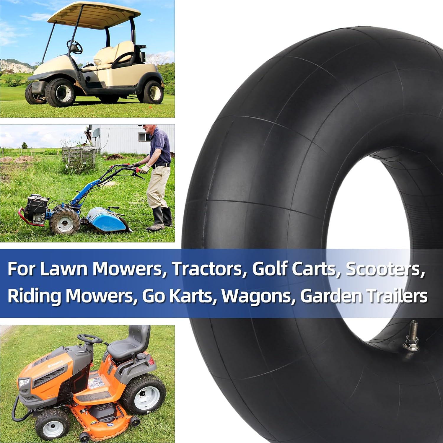 GICOOL 20x8.00-8 20x10.00-8 Inner Tubes, 2 Pack with TR4 Valve Stem, Heavy-Duty Replacement Tubes for Lawn Mowers, Tractors, Riding Mowers, Golf Carts, Scooters, Go Karts, Wagons, Garden Trailers