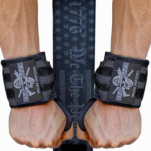 Miniatura 9 de Iron Infidel - Muñequeras para levantamiento de pesas - 18" y 24" de soporte pesado para entrenamiento, accesorios de gimnasio para hombres - Uso