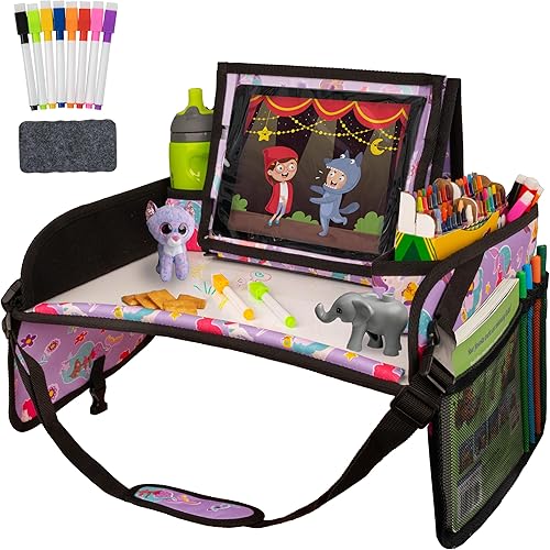 Vista 21 de Lusso Gear Bandeja de viaje para niños - Esenciales para viajes por carretera para niños - Bandeja de asiento de automóvil para viajes - Escritorio