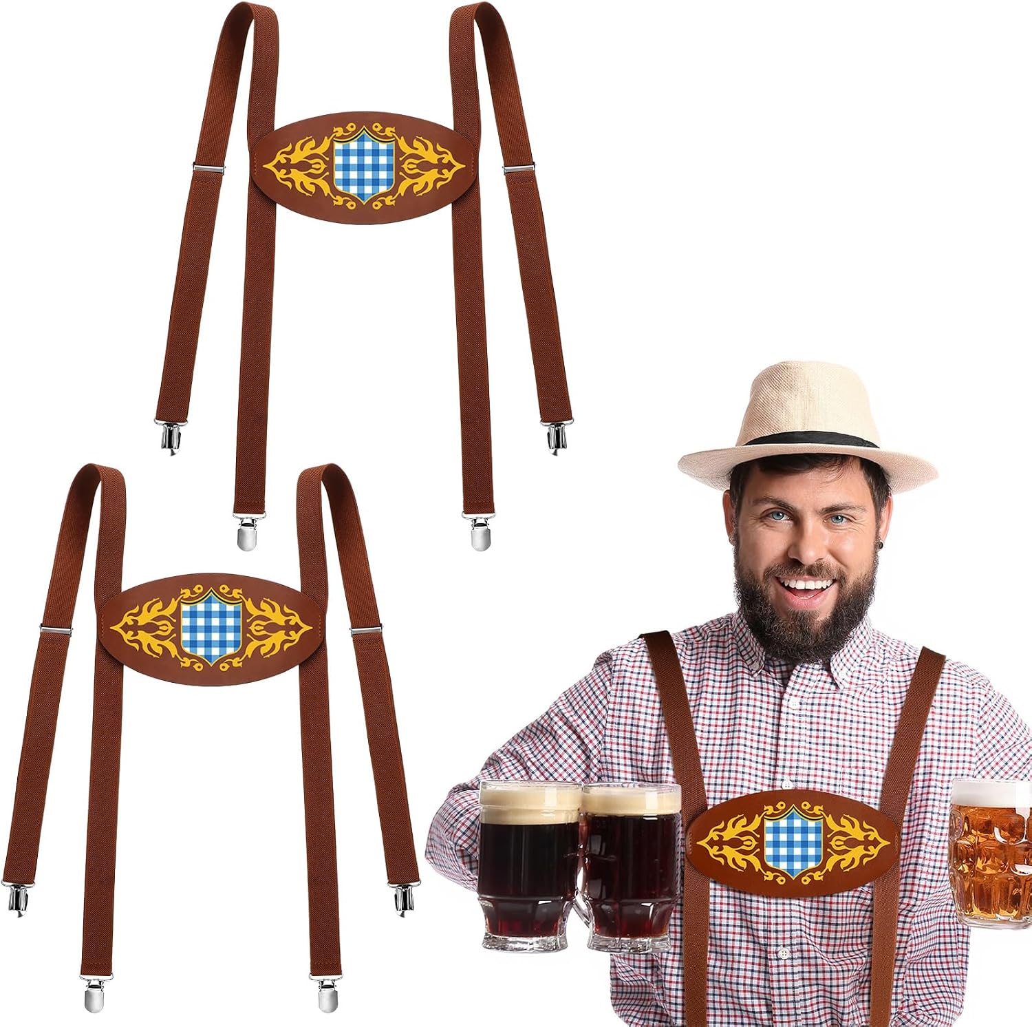 Oktoberfest Suspenders for Men German Lederhosen Bavarian