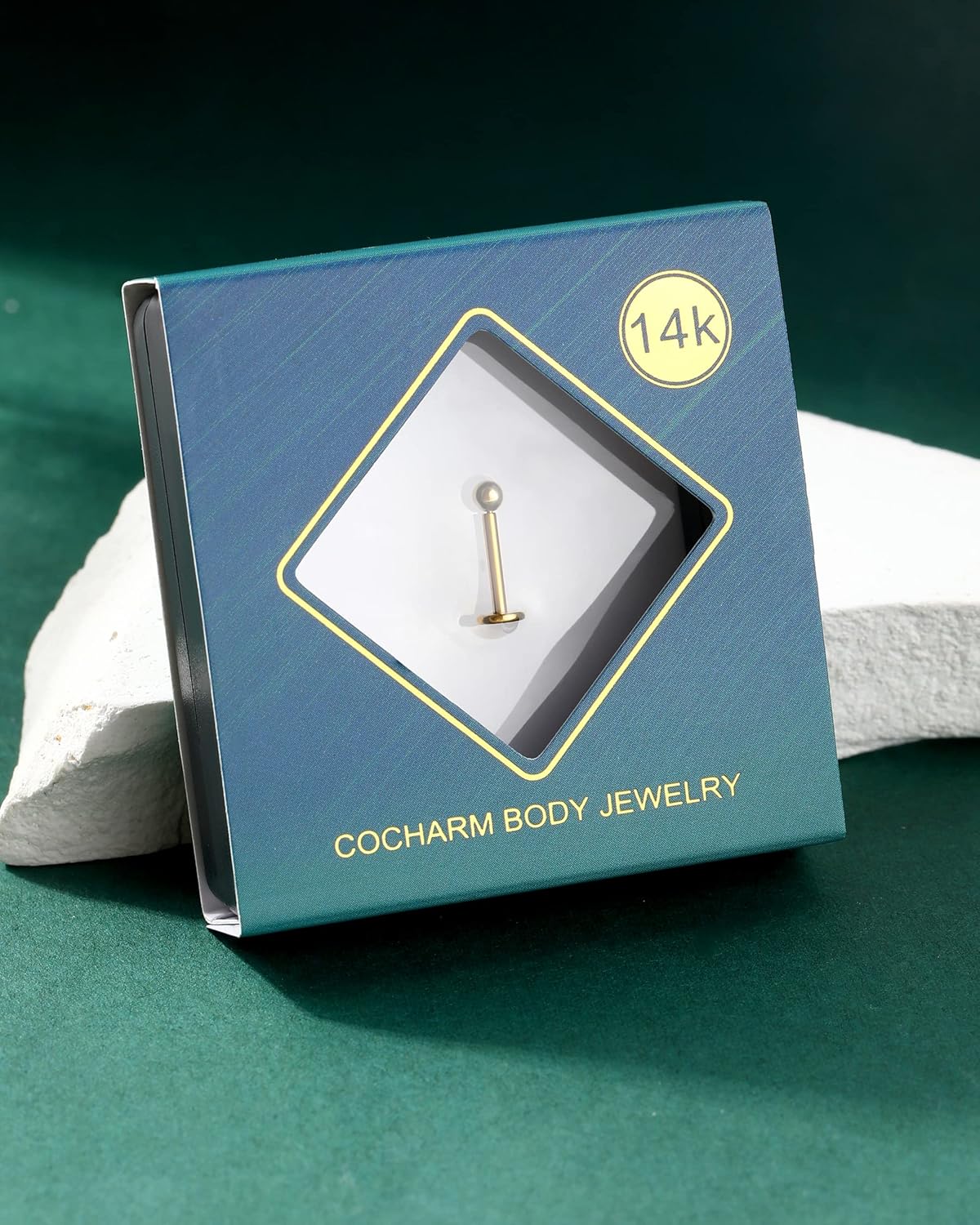 COCHARM 14K Solid Gold Helix Cartilage Tragus Earring Stud 16g Yellow Gold Threadless Tragus Cartilage Helix Conch Piercing Jewelry Flat Back Lip Labret Medusa Monroe Piercing Stud - Image 6