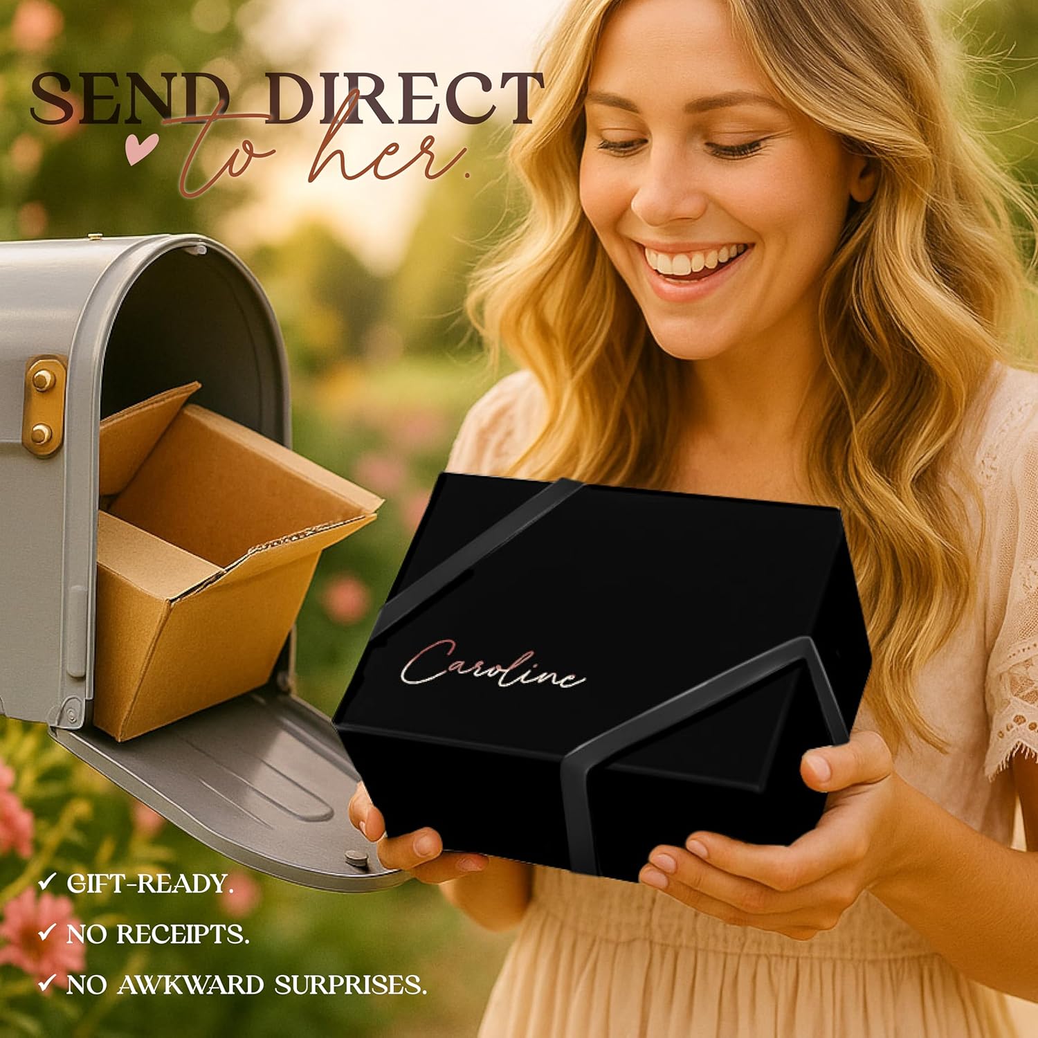 Godmother Proposal Gift Box Set, Best Godmother Ever Gift from Godchild, Chic Personalized Keepsake with Compact and Scrunchies, Gifts for Godmother (GD2) (Black, Chic)