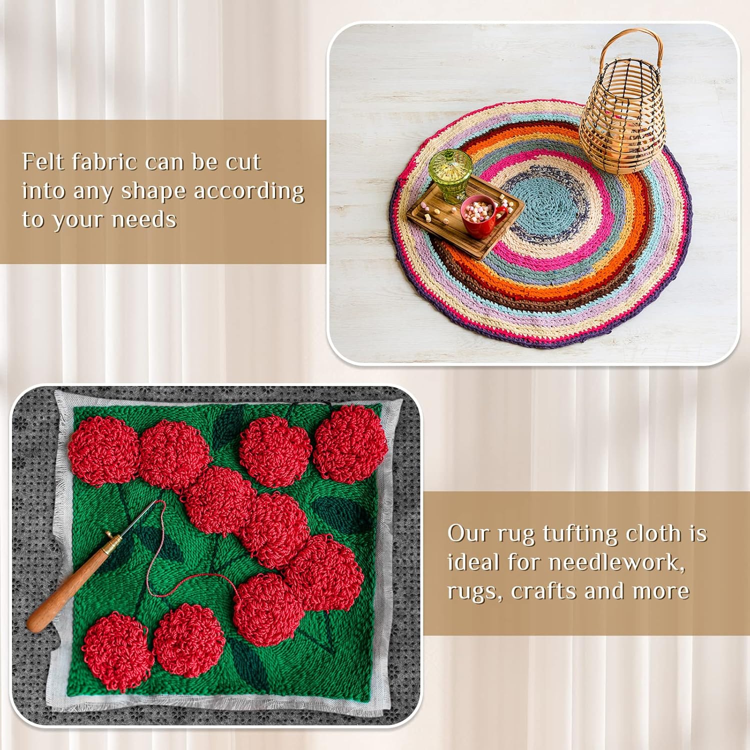 2 Pack 70 x 39 Inches Rug Backing Non Slip Backing Cloth Antislip Tufting Fabric Non Slip Felt with Plum Blossom Pattern Polyester Rug Tufting Cloth for Carpets Cushion Punch Needle