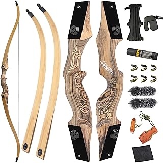 ZSHJGJR 60” Black Hunter Original Recurve Bow for Adults American Hunting Longbow Archery Bow 20-60lbs Right Handed for Archery Hunting Shooting Practice