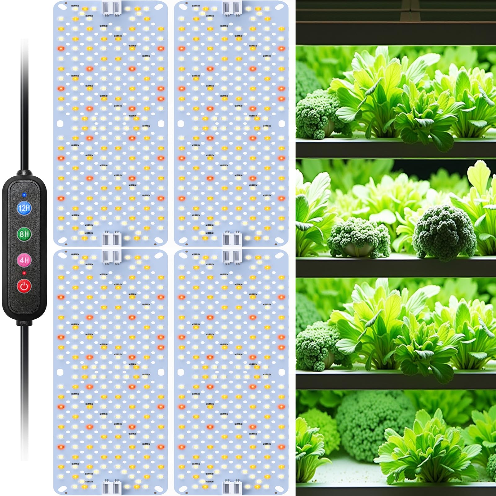 ANPSSSEN LED Pflanzenlampe, Vollspektrum Pflanzenlicht für Zimmerpflanzen, Pflanzenpanel mit Daisy-Chain-Funktion, 4/8/12H Timer, Wachstumslampe für Anzucht, Gemüse und Blüte