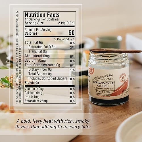 Miniatura 2 de Pimienta serrana picante Chile Crunch Crisp de 6 onzas, salsa picante de aceite de chile totalmente natural con aceite de oliva, ajo y romero,