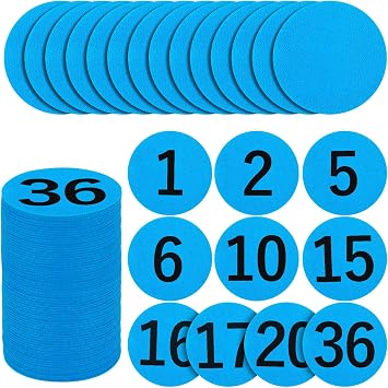 50 Pcs Carpet Spots Markers with Numbers for Kids Classroom, IKAYAS Carpet Circles Carpet Markers for Elementary School Teacher Supplies, Number 1-36 and 14Pcs Carpet Dots, Blue