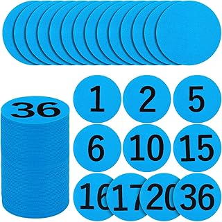 50 Pcs Carpet Spots Markers with Numbers for Kids Classroom, IKAYAS Carpet Circles Carpet Markers for Elementary School Teacher Supplies, Number 1-36 and 14Pcs Carpet Dots, Blue
