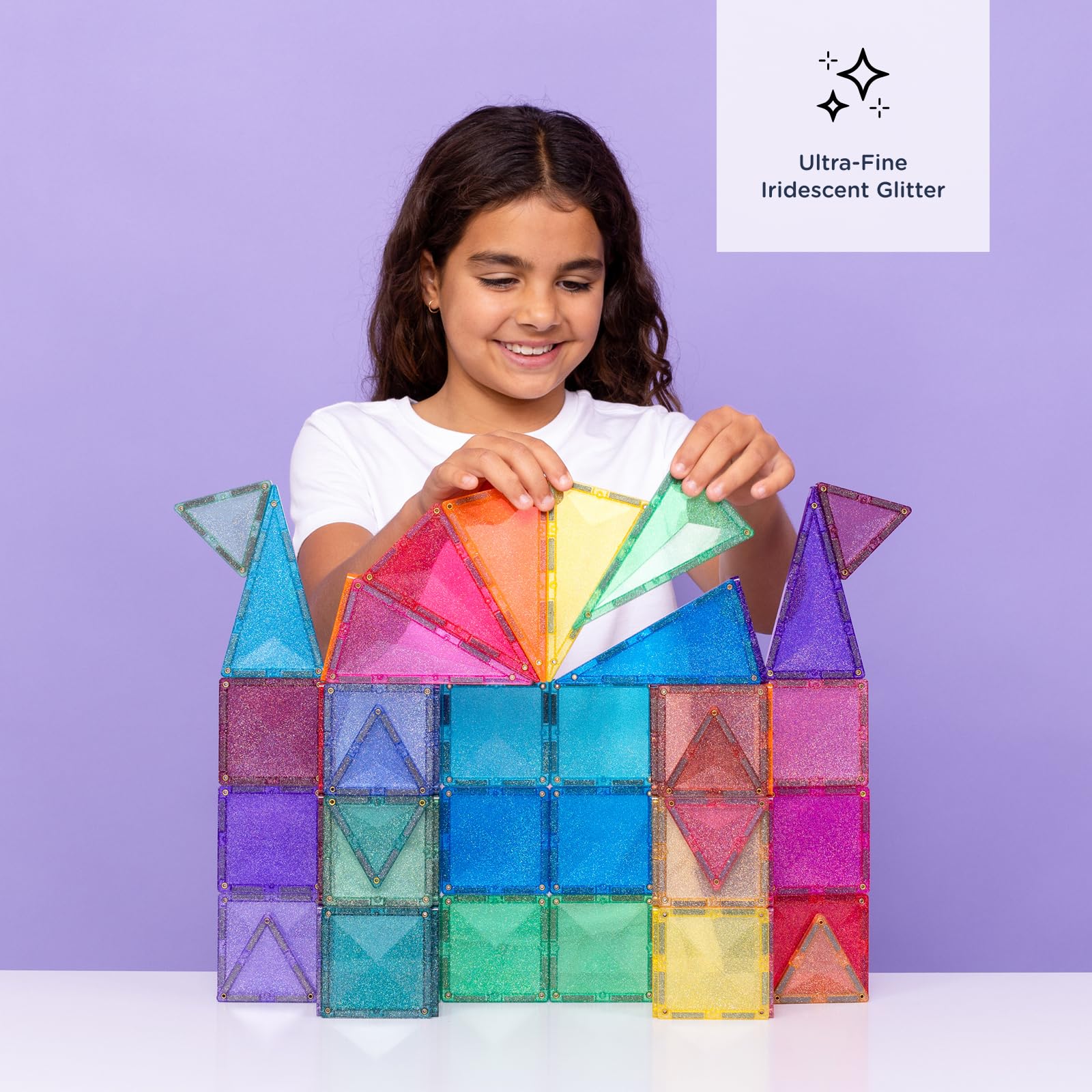 CONNETIX Piastrelle Magnetiche Glitter Pacchetto Castello, 48 Pezzi