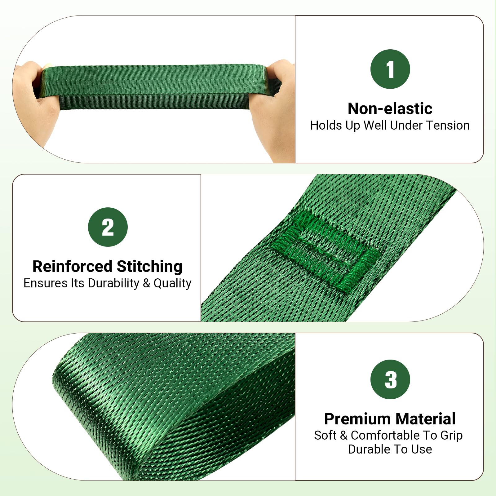 Correa elástica con trabillas para terapia física, correas de yoga para estirar con bucles, correas de pierna no elásticas para rehabilitación de rodilla, 8 pies de largo x 1.2 pulgadas de ancho