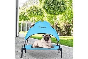 Elevated & Comfortable Outdoor Dog Cot with Canopy & Side Shade