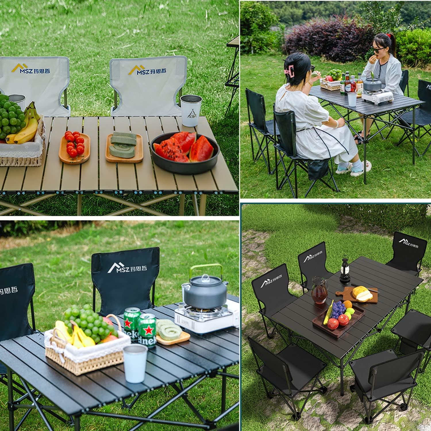 Table de Pique-Nique de Camping Pliante de 0,9 m avec sièges/Trou de Parapluie - 113 kg supporte Cette Valise légère et Pliable for Cartes Table Pliante avec chaises (Size : 50cm+2 Chairs)