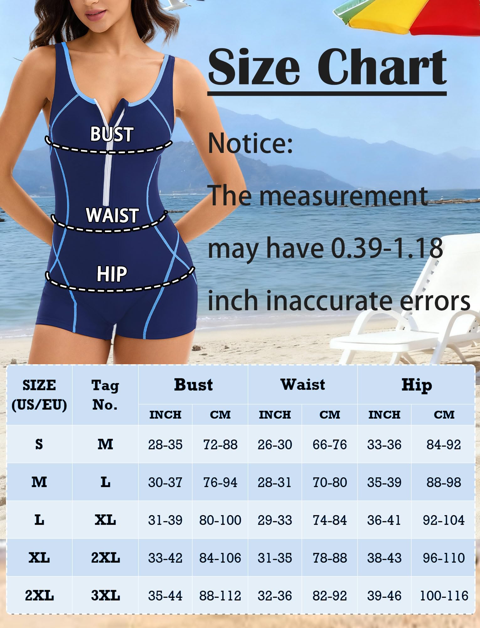 Maeau - Traje de Baño de Una Pieza Sin Mangas Mujer Boyleg Cremallera Frontal Bañador Natación para Playa Piscina S-2XL