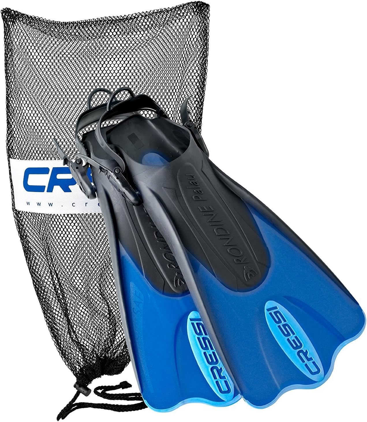 Cressi Palau Saf + Net Bag Aletas Cortas Ajustables en el talón Abierto, Unisex Adulto