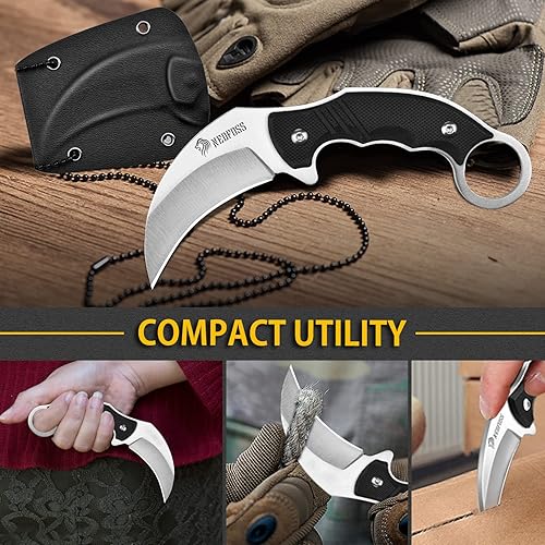 Miniatura 3 de NedFoss Karambit - Cuchillo de cuello con funda cuchillo compacto EDC de 53 pulgadas para hombres y mujeres cuchillo ligero pequeño EDC para