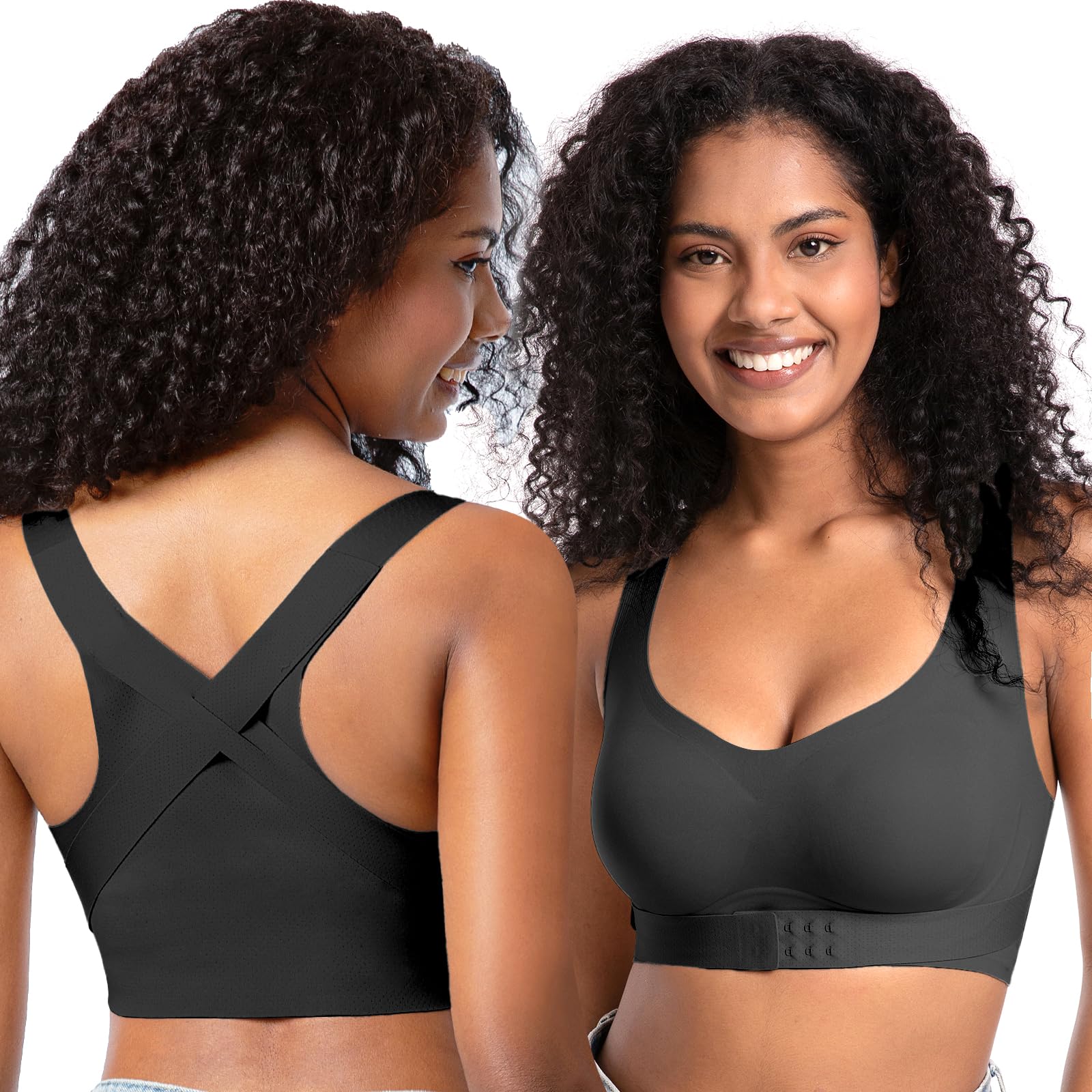 Starmiss Posture Bra for Women Wireless Push Up Bralette Full Coverage Back Support Brasieres