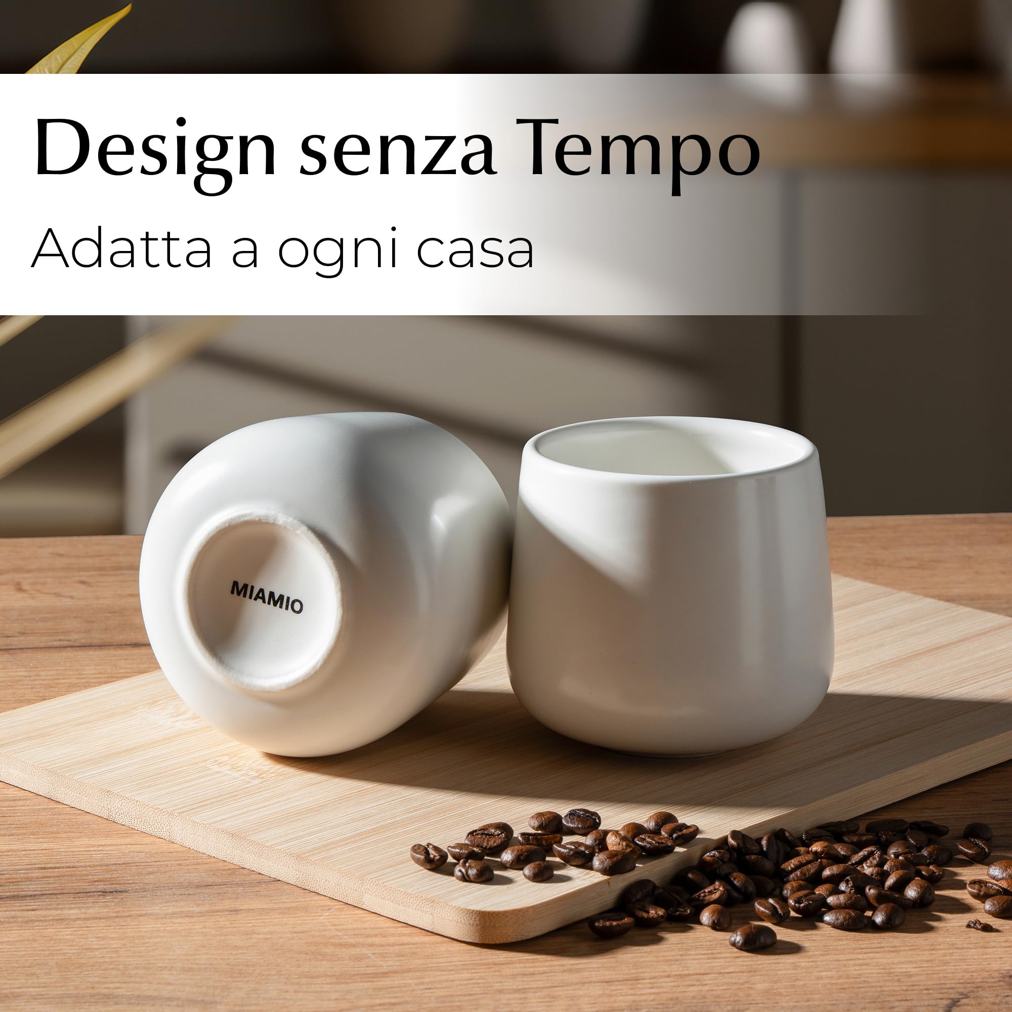 MIAMIO - tazze da caffè Set, ceramica Daily | ceramica tazze da caffè für Kaffee, Tee und Mahlzeiten, 250ml, Weiß per l'uso quotidiano - per l'uso quotidiano daily