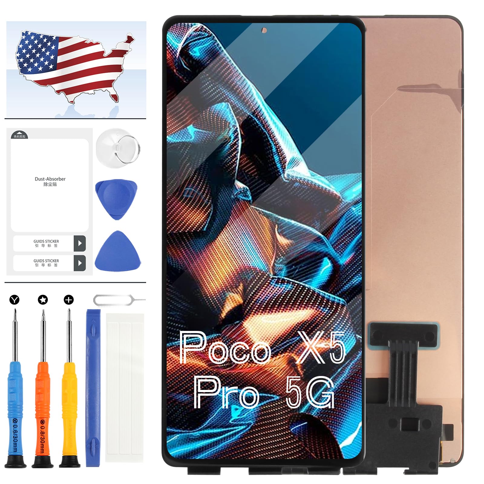 Screen Replacement for Xiaomi Poco X5 Pro 5G 22101320G 22101320I 6.67" inch LCD Display Digitizer Touch Screen Assembly Black Repair Parts with Tools