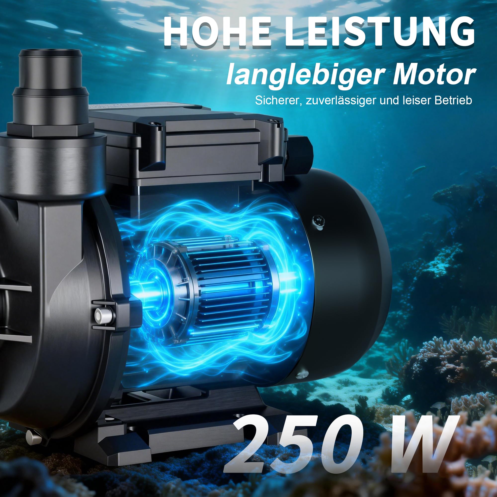 FOTING Bomba para Piscina 250 W - 9.000 L/h Circulación para Piscinas Desmontables - Altura Máx. 7,5 m - 230V 50Hz - Protección de Sobrecarga Térmica