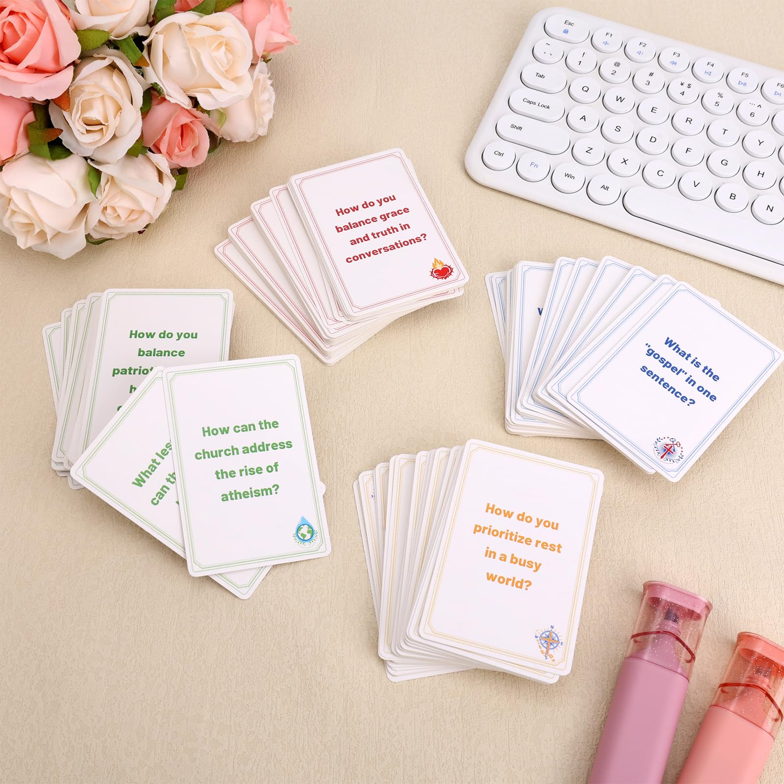 BOXOB 204pcs Christian Conversation Cards, Explore Your Faith with Family Bible Conversation Talking Point Cards Religious Gift Great for Family Game Night Church Groups Dinner Table