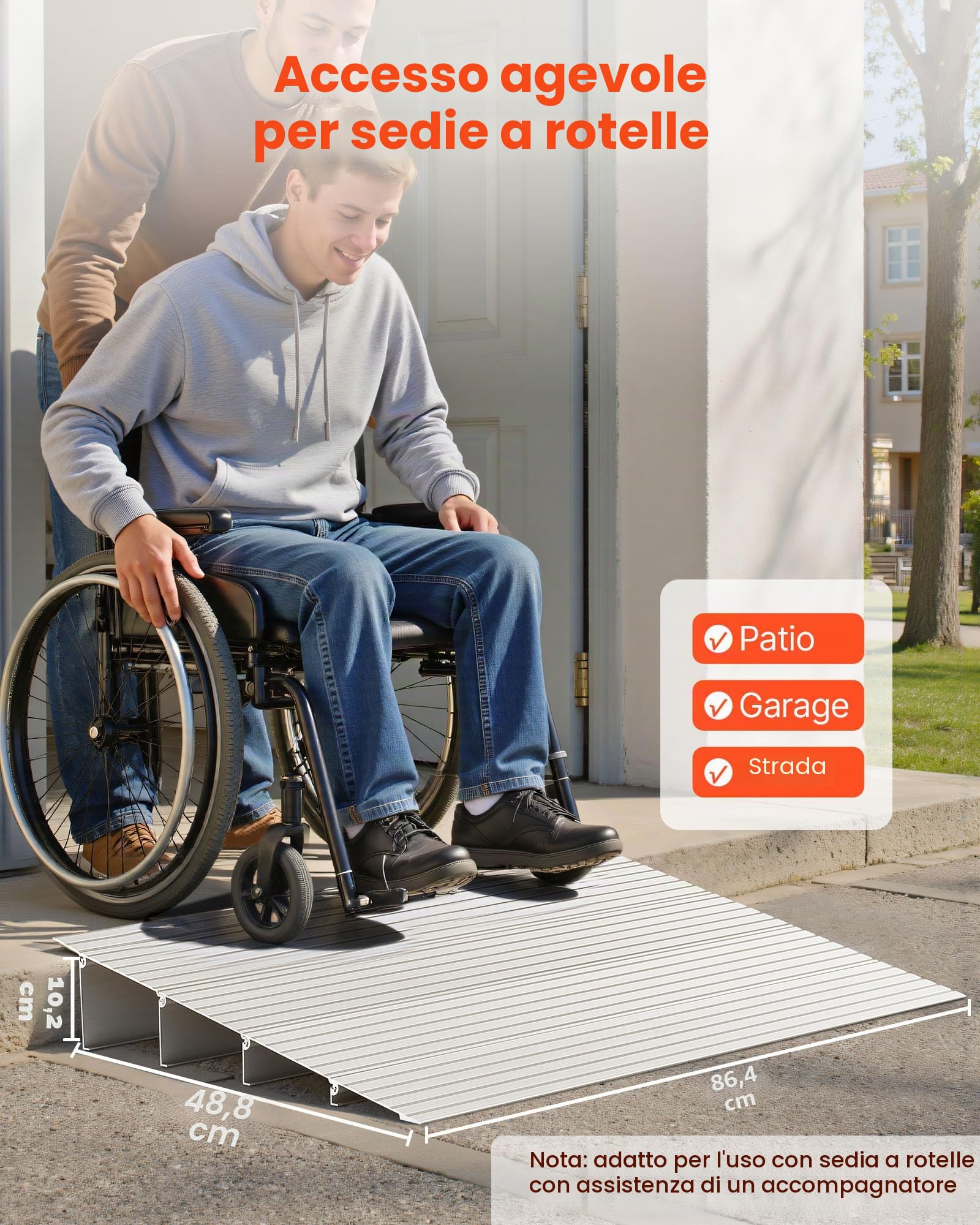 VEVOR Rampa per Soglia Porta Rampa per Soglia Modulare Regolabile Rampa Carico 5,45 kg per Soglia in Lega di Alluminio, Rampe per Disabili per Gradini Domestici per Scooter Sedie Elettriche