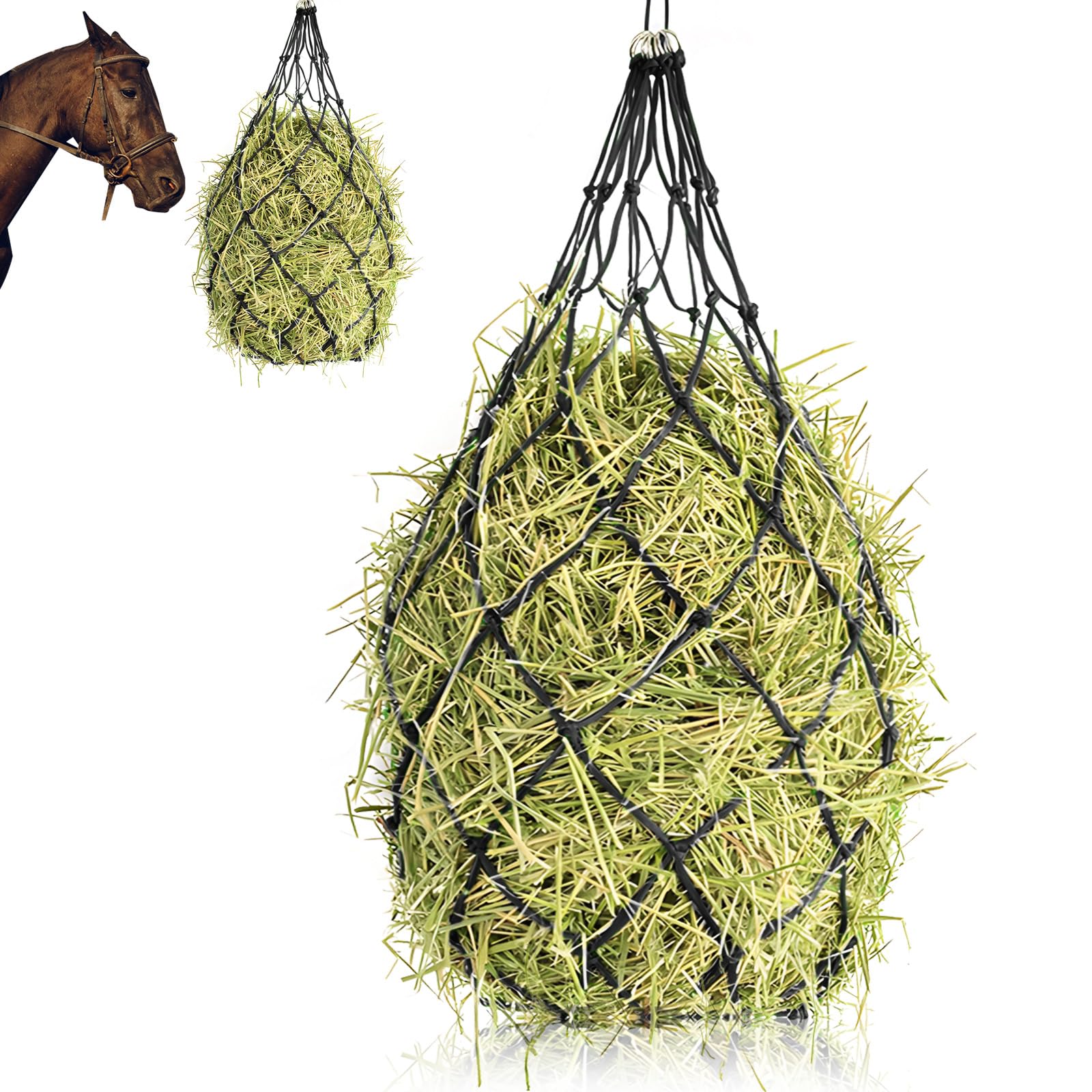 Rete Per Fieno Cavalli - Maglia 12.5x12.5 Cm, Nero | Risparmio Fieno, Alimentazione Controllata