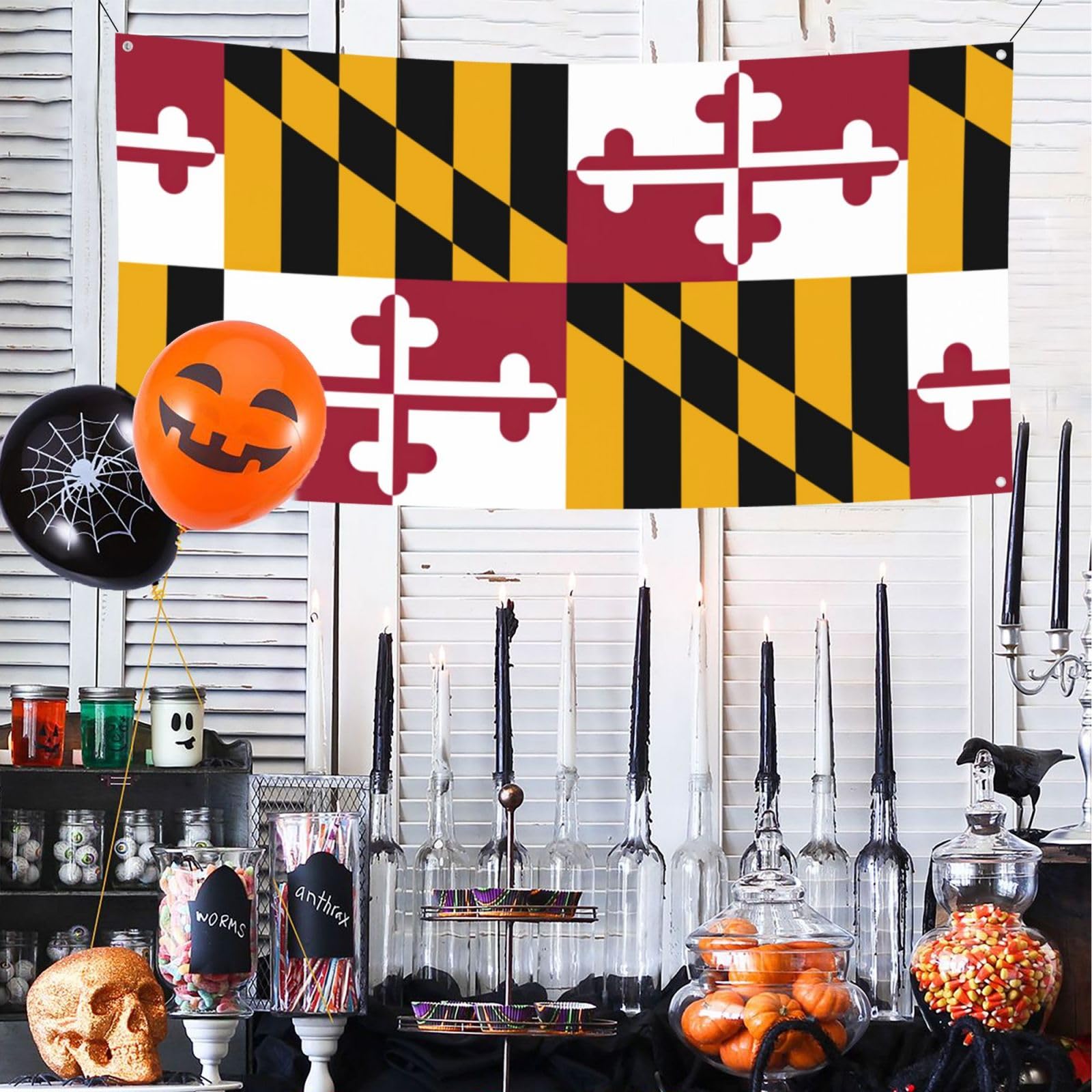 Bandera del estado de Maryland para decoración de fiesta, divertida pancarta de cumpleaños, adecuada para fiestas y eventos temáticos