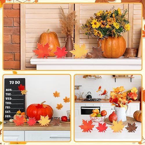 Miniatura 5 de COCHIE Decoración de hojas de otoño de madera para el hogar, oficina, interior, casa de campo, mesa de Acción de Gracias, juego de 4, letreros de