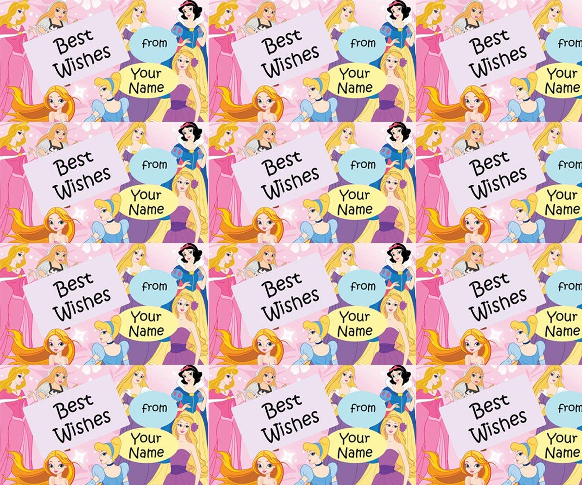 Smile Labels | Personalized Gift Labels for Kids & Adults - Gift Stickers for All Occasions Customized on Your Name (Size: 75mm x 44mm) - (Princess, 24)