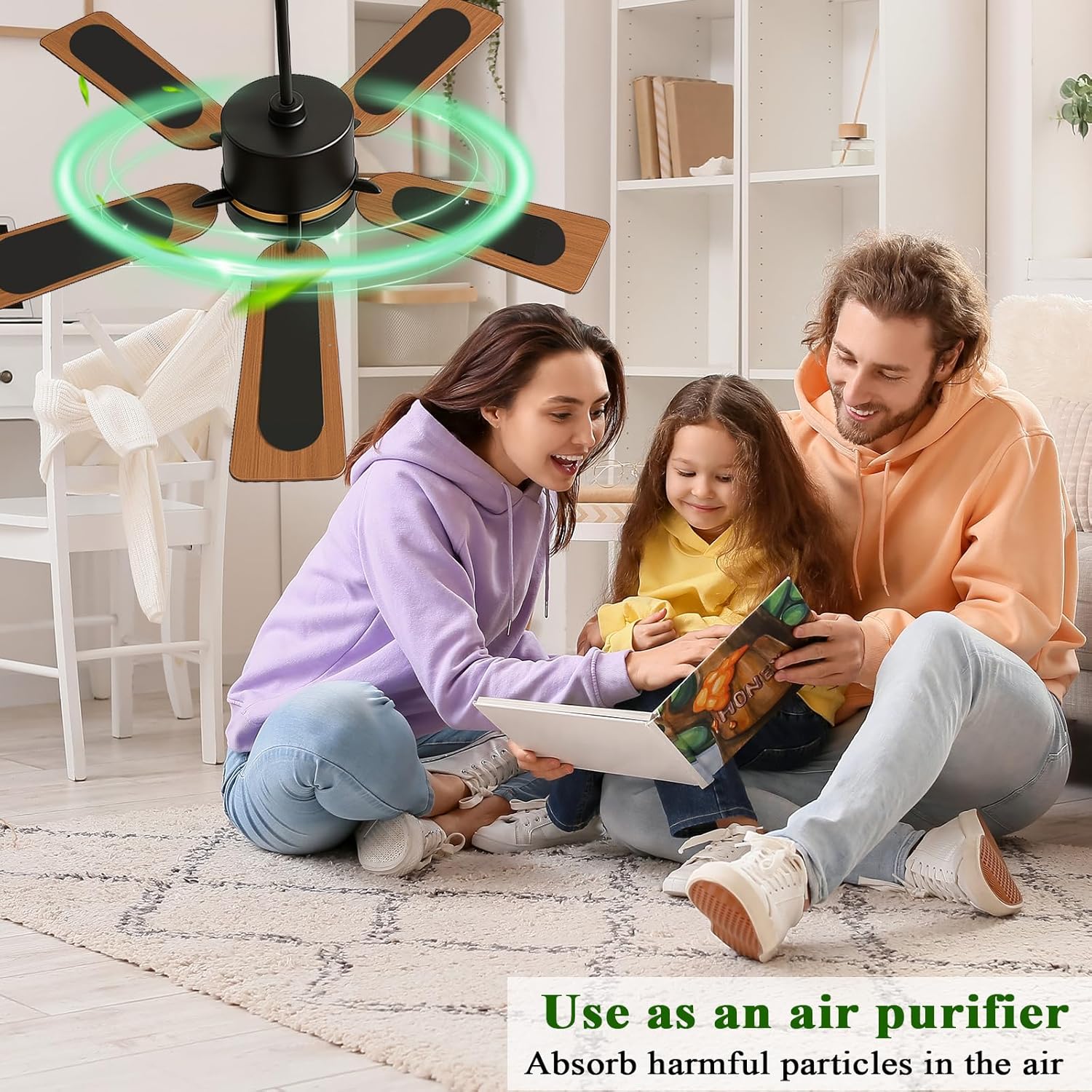 20 Pcs Ceiling Fan Filters for Blades, Fan Air Purifier Pads with Activated Coconut Shell Carbon, Universal Easy Stick Ceiling Fans Filter Fit for Common Household Office Contaminants