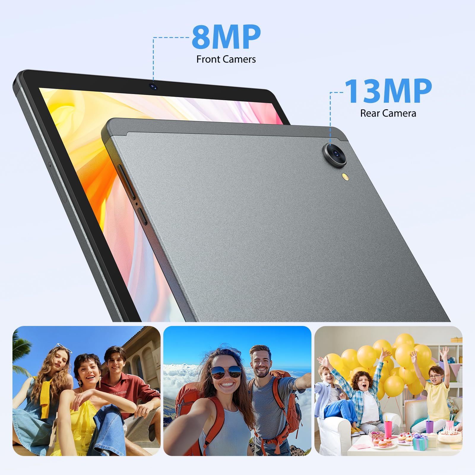2K Android 16 Tablette, 36GB RAM, 512GB ROM (TF 1TB), 4G LTE & 5G WiFi, Tablet 10.6 Pouces, Octa-Core, 2000 * 1200, 8000mAh, 13MP+8MP, GPS, Tablette avec Clavier|Souris|Etui|Casque(Gris)
