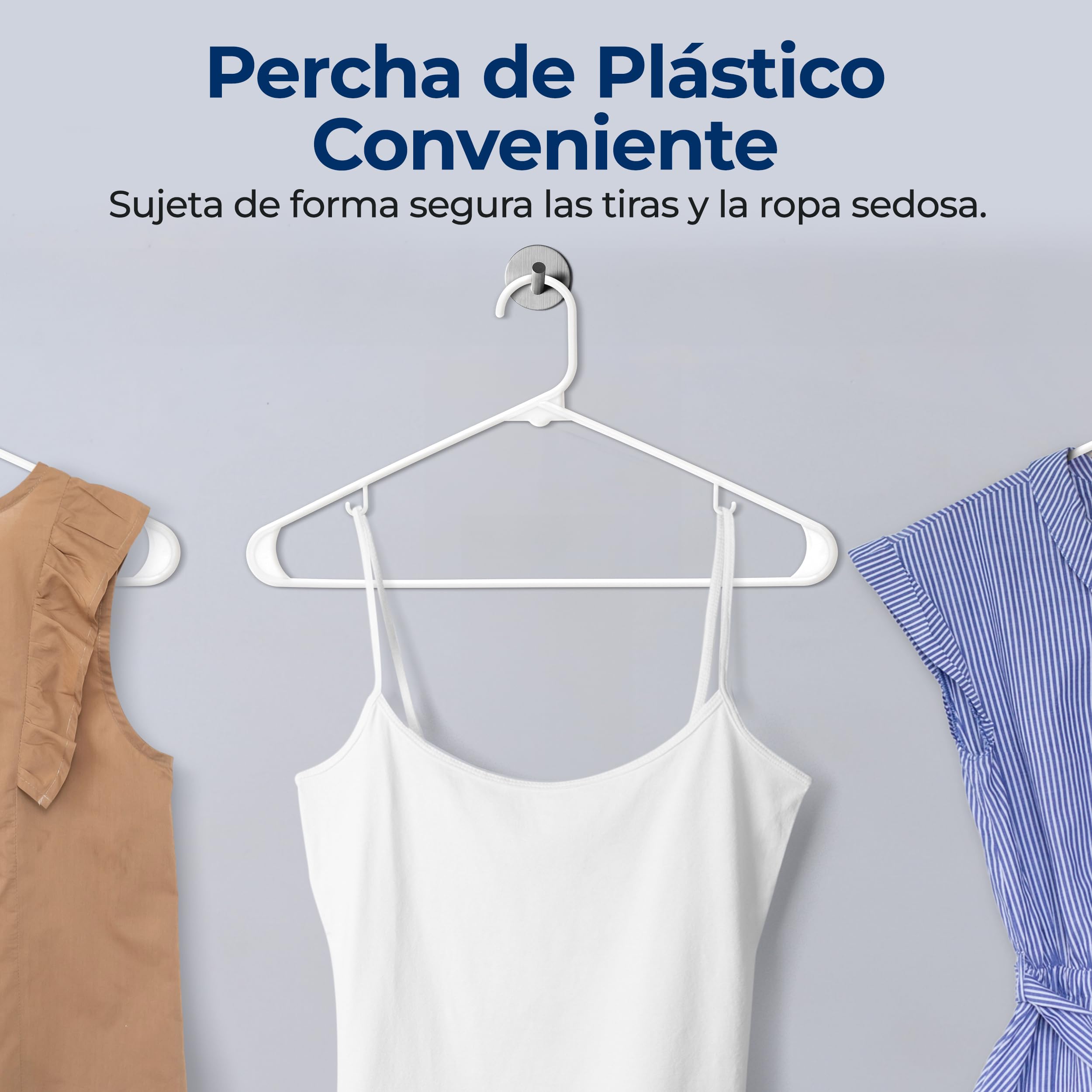 SereneLife Perchas, Blancas, Standard, plastico, 100 Piezas, Perchas de Ropa Adultos, ahorran Espacio, duraderas