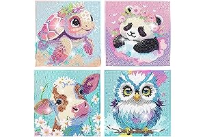 FQOVKYN 4 Packs Diamond Art Kits Perfect Canvas for Children.